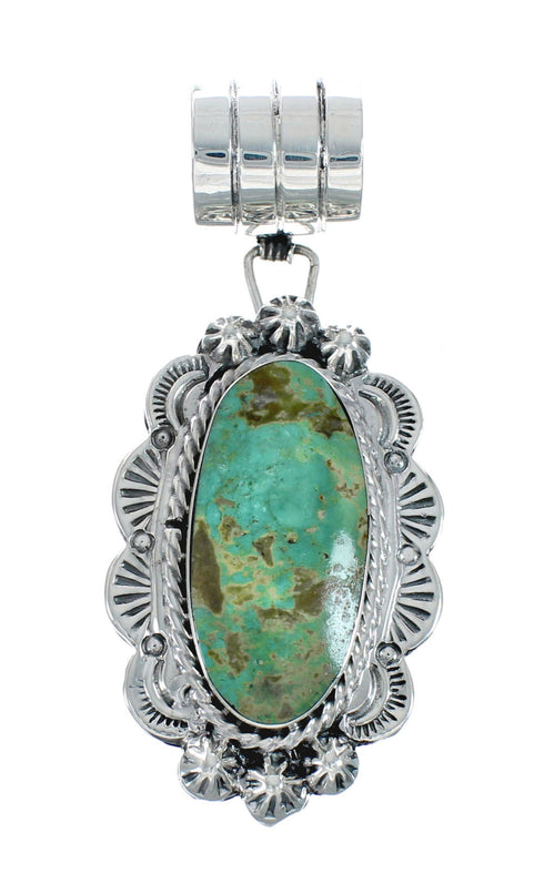 Navajo Turquoise Sterling Silver Bead Necklace And Pendant Set JX130626